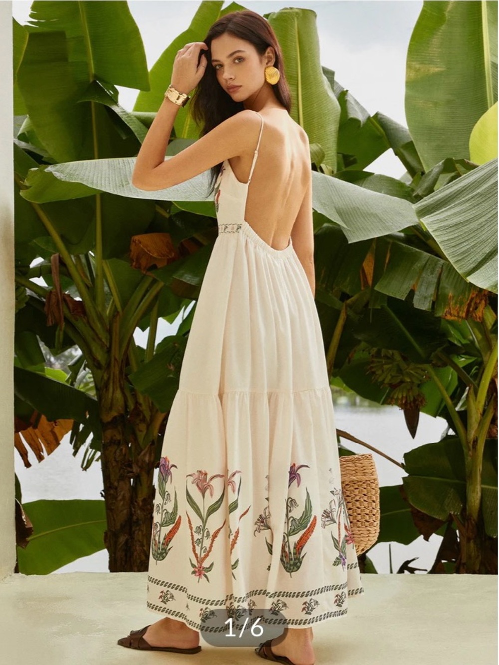 Commense Cream Maxi Dress with Floral Embroidery - Picture 2 of 12
